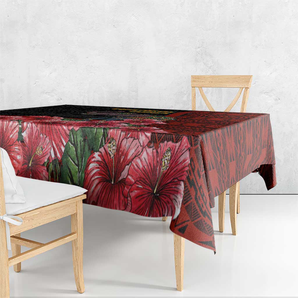 Equatorial Guinea Elephant Tablecloth with Hibiscus Flowers and Tribal Patterns