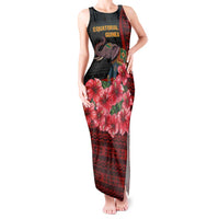 Equatorial Guinea Elephant Tank Maxi Dress with Hibiscus Flowers and Tribal Patterns