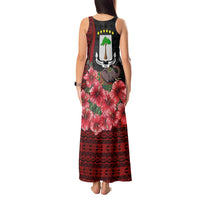 Equatorial Guinea Elephant Tank Maxi Dress with Hibiscus Flowers and Tribal Patterns
