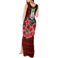 Equatorial Guinea Elephant Tank Maxi Dress with Hibiscus Flowers and Tribal Patterns