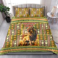 Equatorial Guinea Bedding Set with Lion Print and Traditional African Kente Patterns