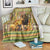 Equatorial Guinea Blanket with Lion Print and Traditional African Kente Patterns