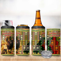 Equatorial Guinea 4 in 1 Can Cooler Tumbler with Lion Print and Traditional African Kente Patterns