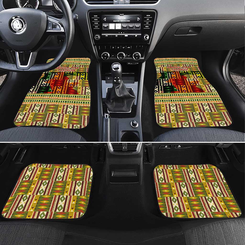 Equatorial Guinea Car Mats with Lion Print and Traditional African Kente Patterns
