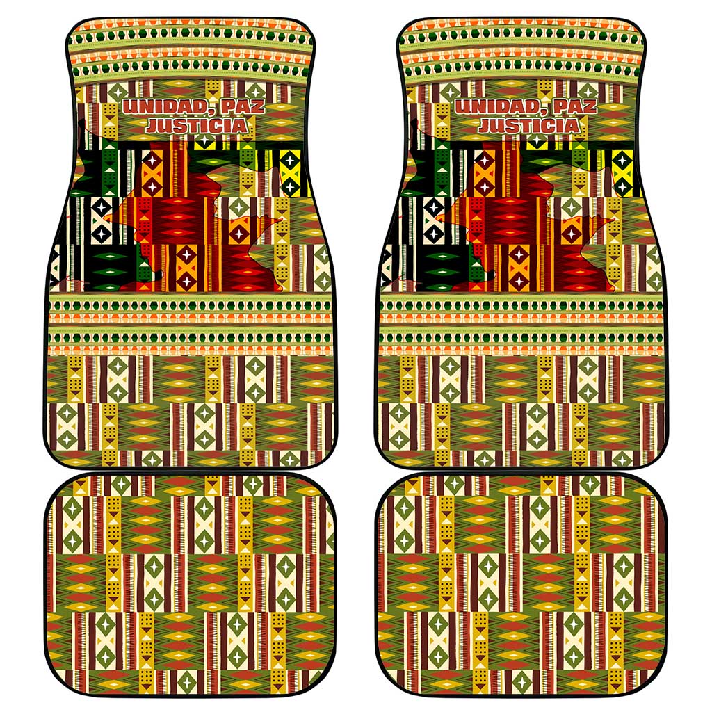 Equatorial Guinea Car Mats with Lion Print and Traditional African Kente Patterns
