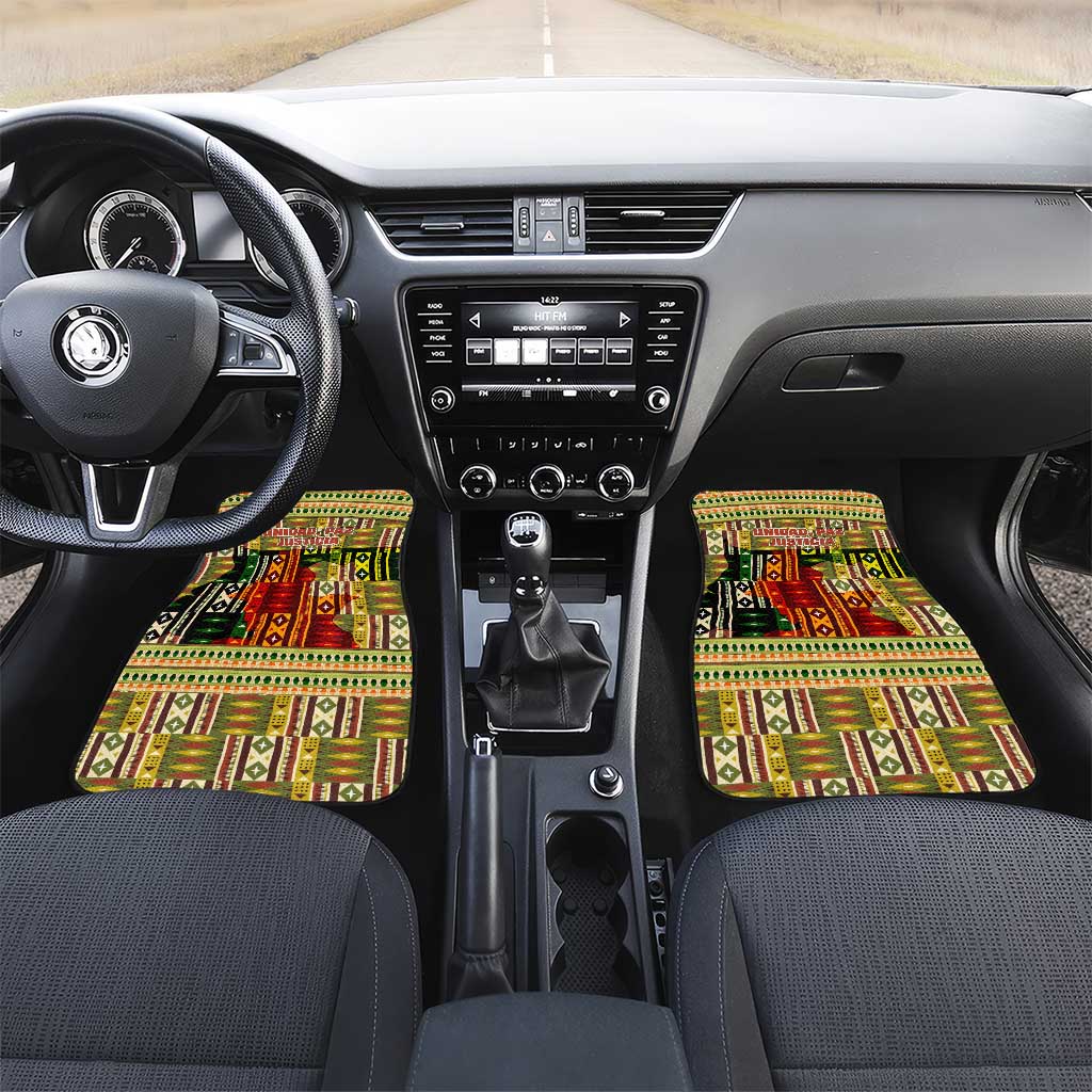 Equatorial Guinea Car Mats with Lion Print and Traditional African Kente Patterns