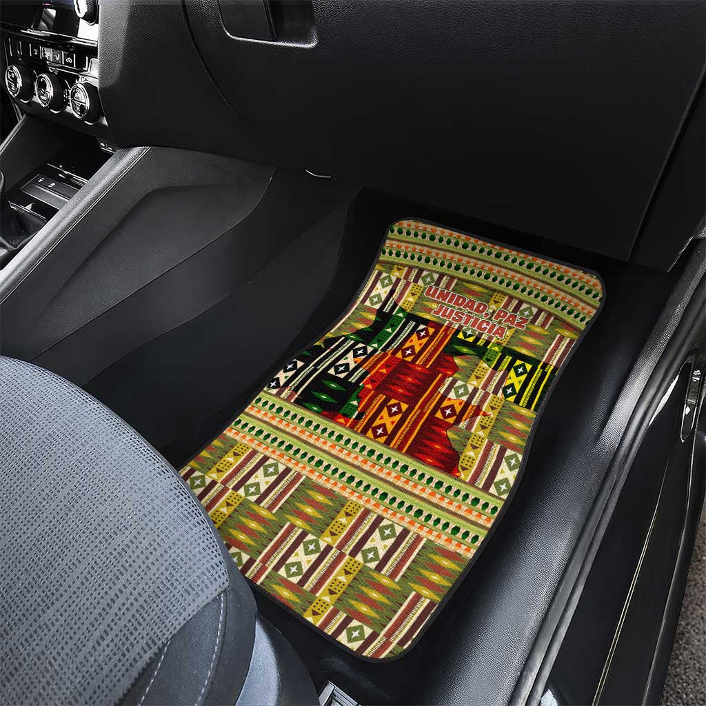 Equatorial Guinea Car Mats with Lion Print and Traditional African Kente Patterns