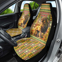 Equatorial Guinea Car Seat Cover with Lion Print and Traditional African Kente Patterns