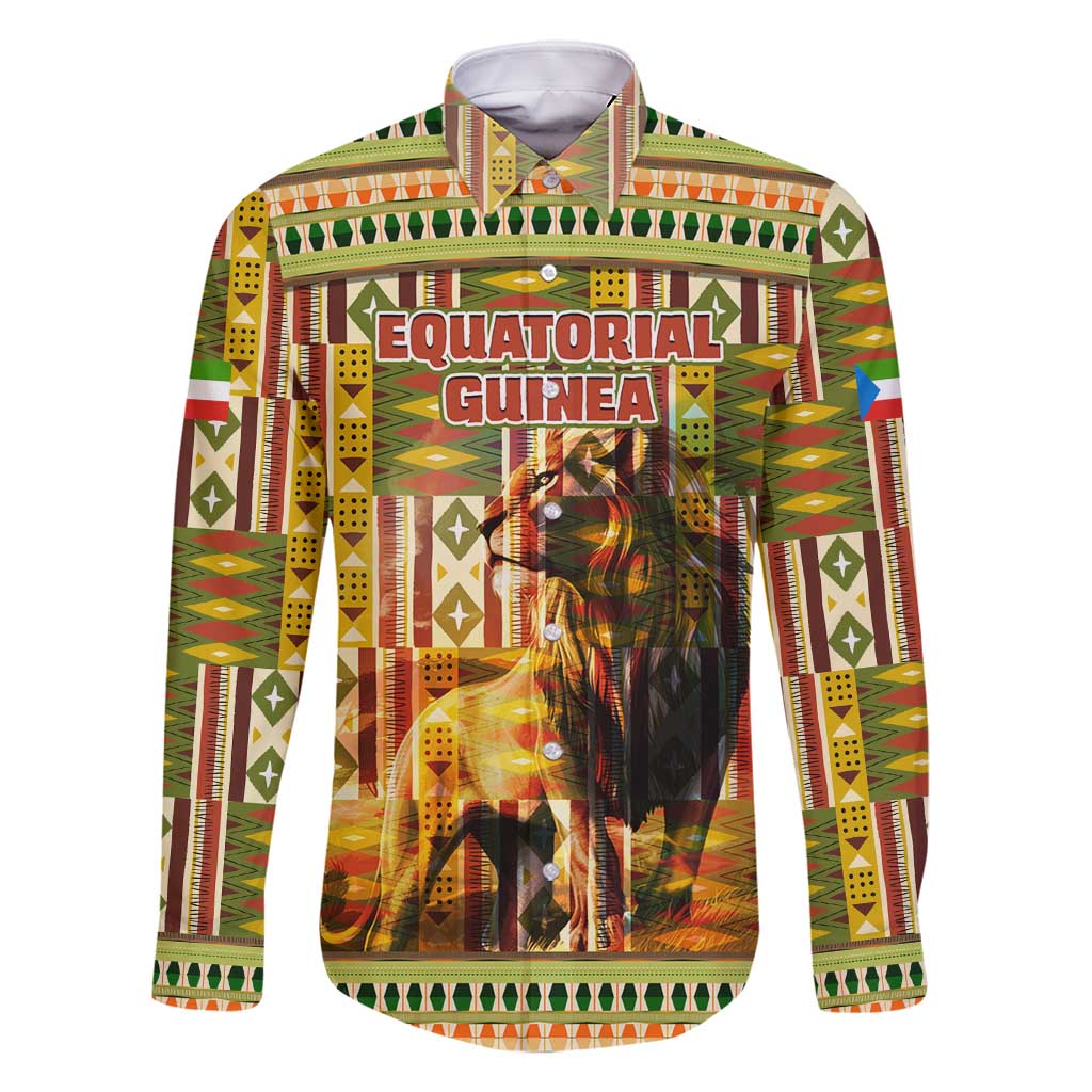 Equatorial Guinea Family Matching Mermaid Dress and Hawaiian Shirt with Lion Print and Traditional African Kente Patterns