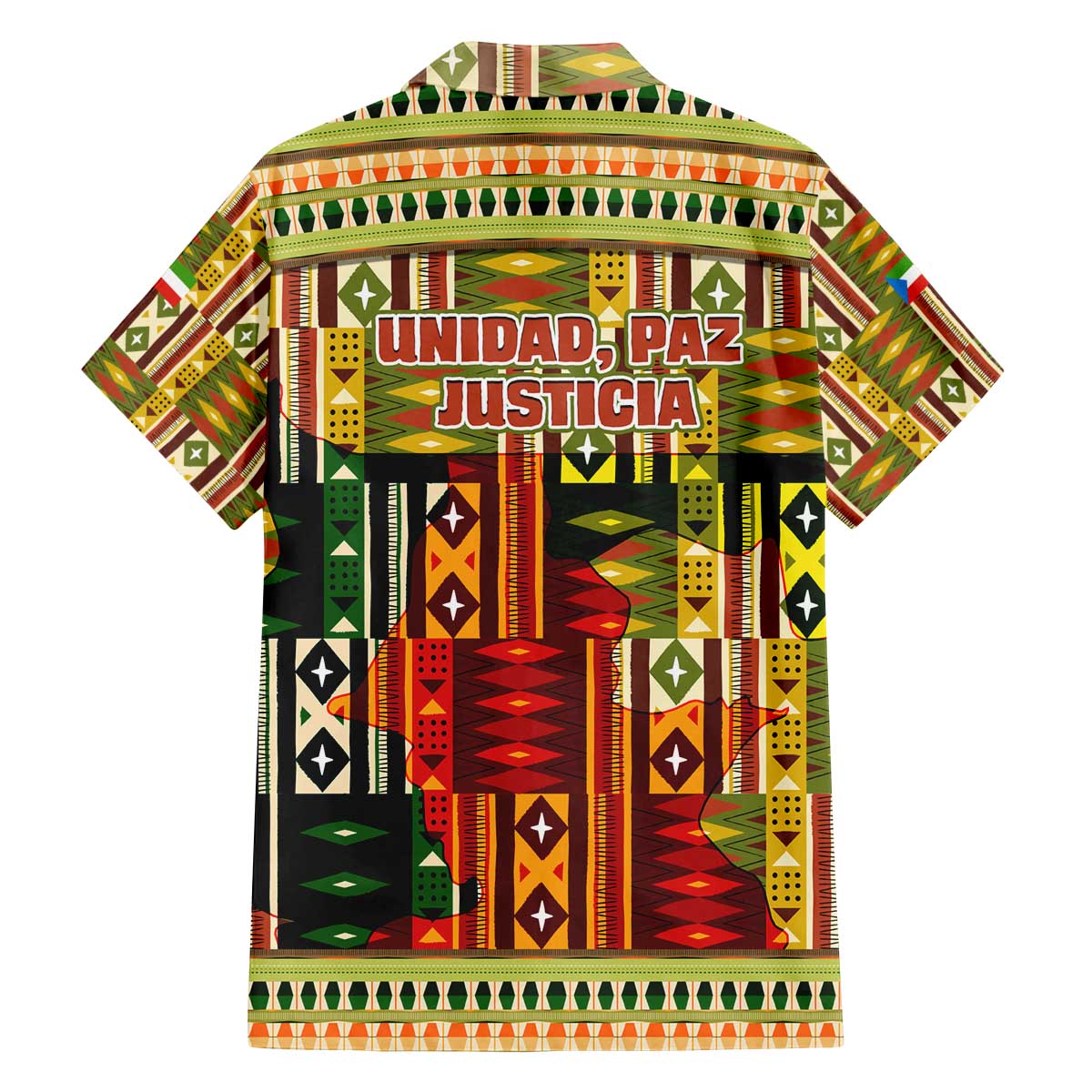 Equatorial Guinea Family Matching Off The Shoulder Long Sleeve Dress and Hawaiian Shirt with Lion Print and Traditional African Kente Patterns