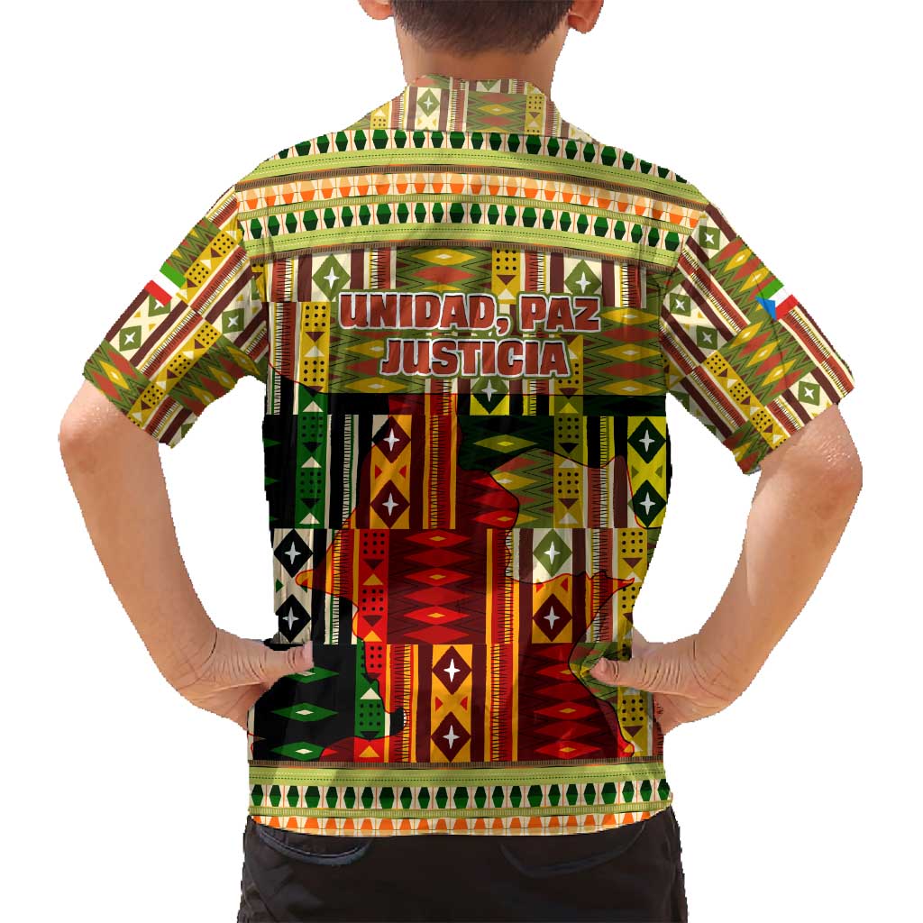 Equatorial Guinea Family Matching Summer Maxi Dress and Hawaiian Shirt with Lion Print and Traditional African Kente Patterns