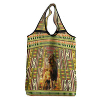 Equatorial Guinea Grocery Bag with Lion Print and Traditional African Kente Patterns