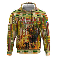 Equatorial Guinea Hoodie with Lion Print and Traditional African Kente Patterns