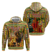 Equatorial Guinea Hoodie with Lion Print and Traditional African Kente Patterns