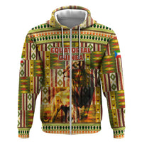 Equatorial Guinea Hoodie with Lion Print and Traditional African Kente Patterns