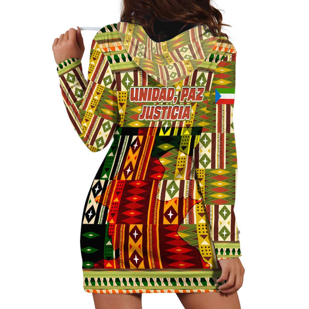 Equatorial Guinea Hoodie Dress with Lion Print and Traditional African Kente Patterns