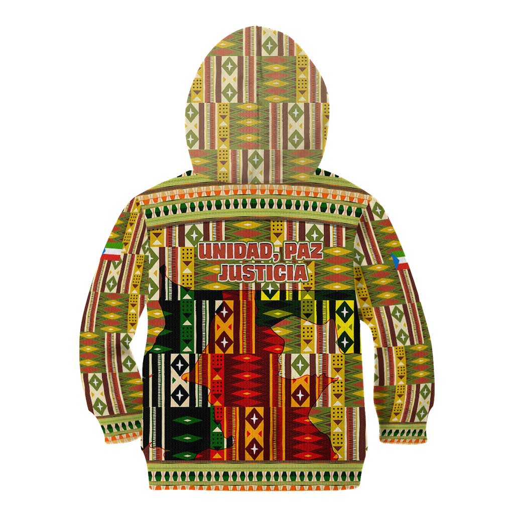 Equatorial Guinea Kid Hoodie with Lion Print and Traditional African Kente Patterns
