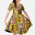 Equatorial Guinea Kid Short Sleeve Dress with Lion Print and Traditional African Kente Patterns