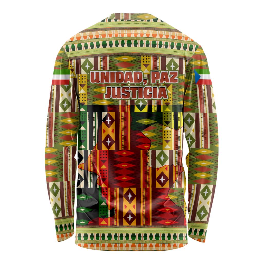 Equatorial Guinea Long Sleeve Shirt with Lion Print and Traditional African Kente Patterns