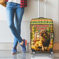 Equatorial Guinea Luggage Cover with Lion Print and Traditional African Kente Patterns