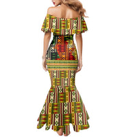 Equatorial Guinea Mermaid Dress with Lion Print and Traditional African Kente Patterns