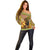 Equatorial Guinea Off Shoulder Sweater with Lion Print and Traditional African Kente Patterns