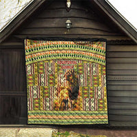 Equatorial Guinea Quilt with Lion Print and Traditional African Kente Patterns