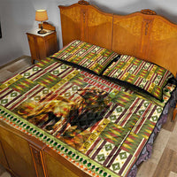 Equatorial Guinea Quilt Bed Set with Lion Print and Traditional African Kente Patterns