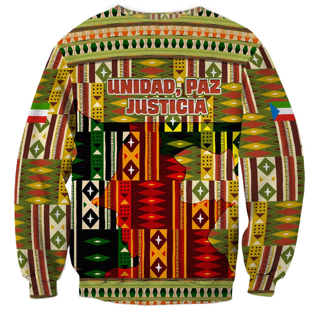 Equatorial Guinea Sweatshirt with Lion Print and Traditional African Kente Patterns