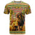 Equatorial Guinea T Shirt with Lion Print and Traditional African Kente Patterns