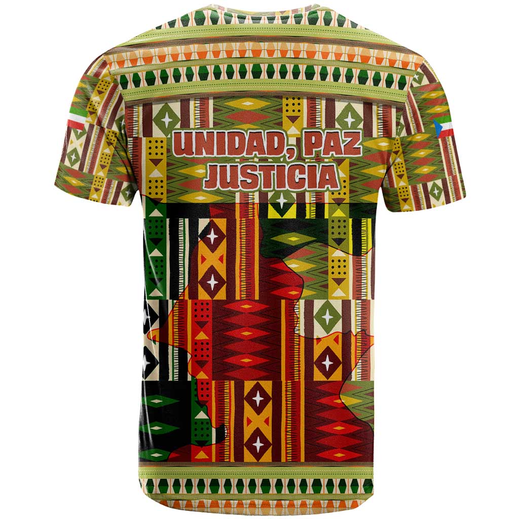 Equatorial Guinea T Shirt with Lion Print and Traditional African Kente Patterns