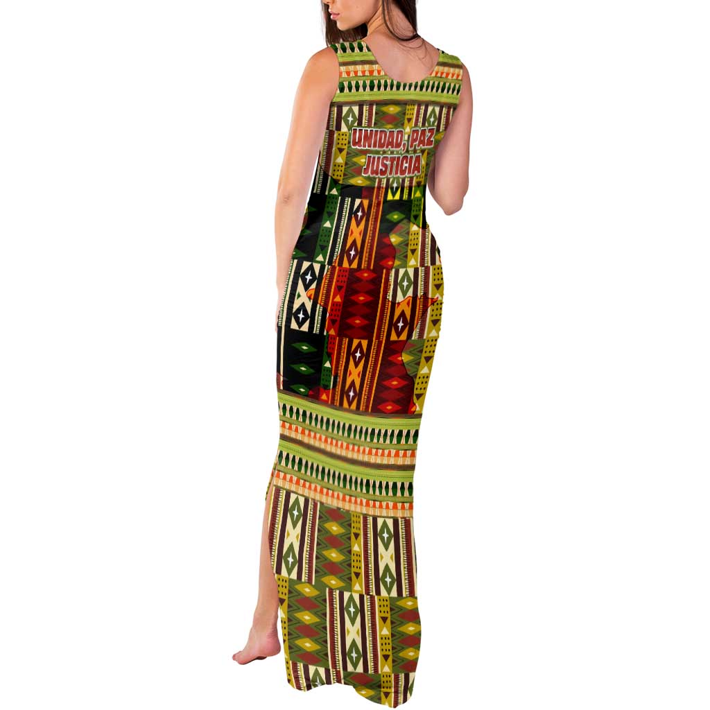 Equatorial Guinea Tank Maxi Dress with Lion Print and Traditional African Kente Patterns