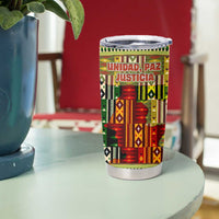 Equatorial Guinea Tumbler Cup with Lion Print and Traditional African Kente Patterns