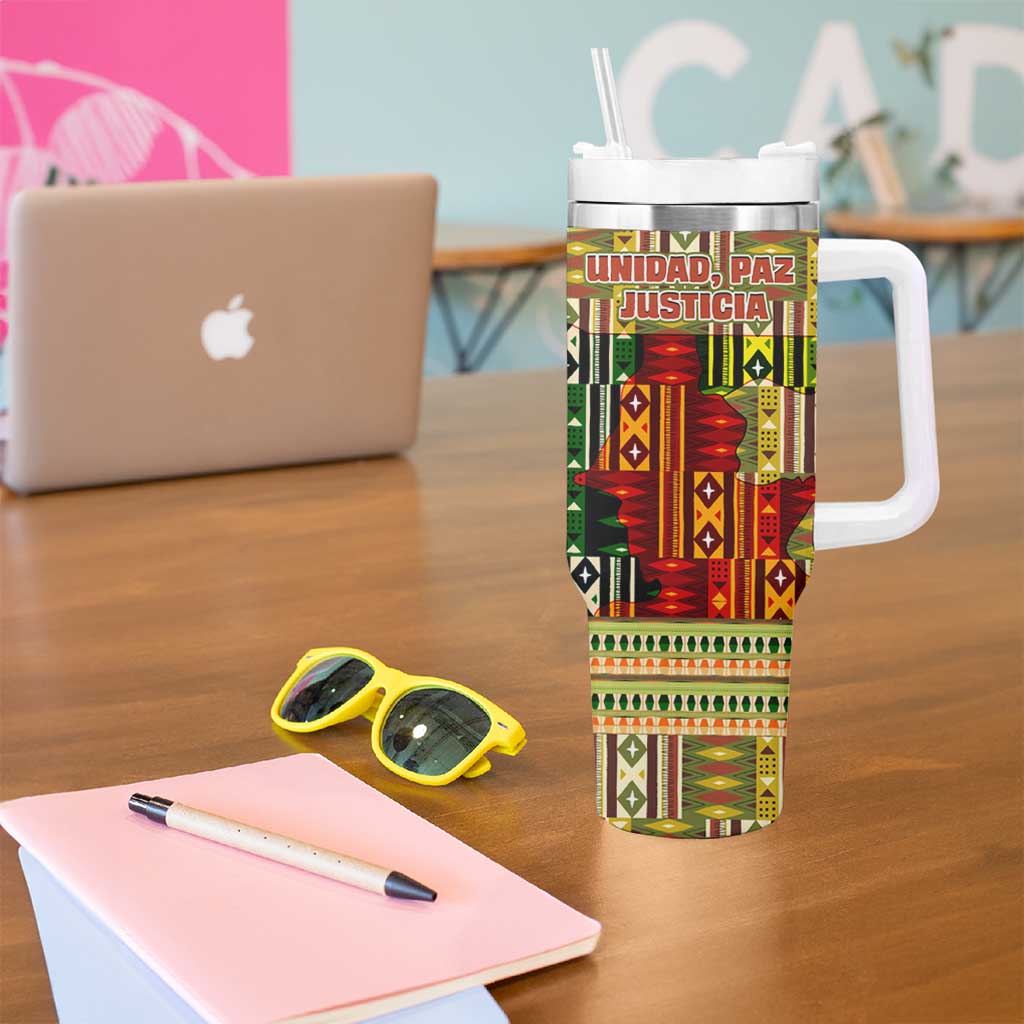 Equatorial Guinea Tumbler With Handle with Lion Print and Traditional African Kente Patterns