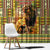 Equatorial Guinea Window Curtain with Lion Print and Traditional African Kente Patterns