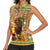 Equatorial Guinea Women Sleeveless Polo Shirt with Lion Print and Traditional African Kente Patterns