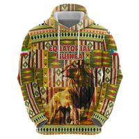 Equatorial Guinea Zip Hoodie with Lion Print and Traditional African Kente Patterns