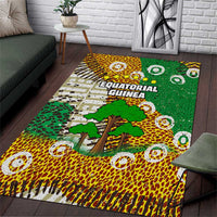 Equatorial Guinea Baobab Tree Area Rug with Tribal Patterns and Heritage Quote