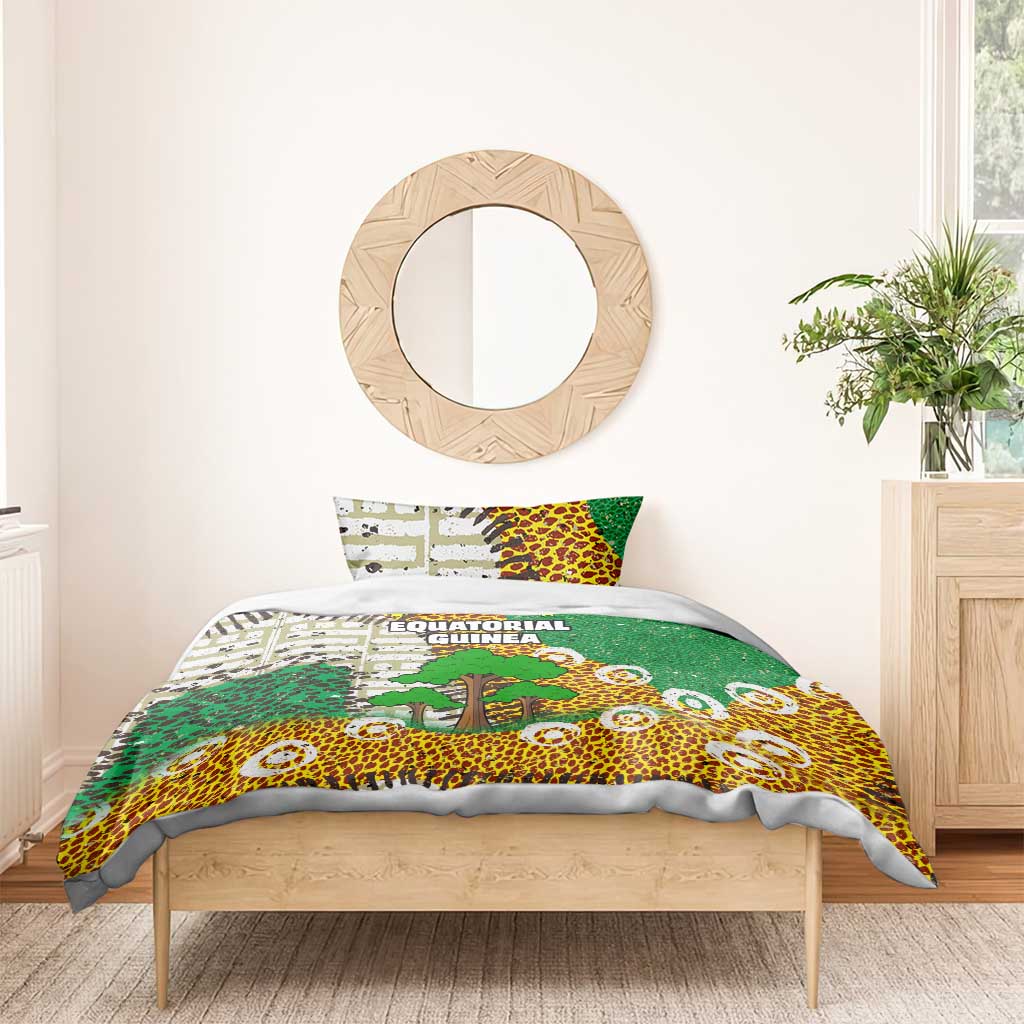 Equatorial Guinea Baobab Tree Bedding Set with Tribal Patterns and Heritage Quote