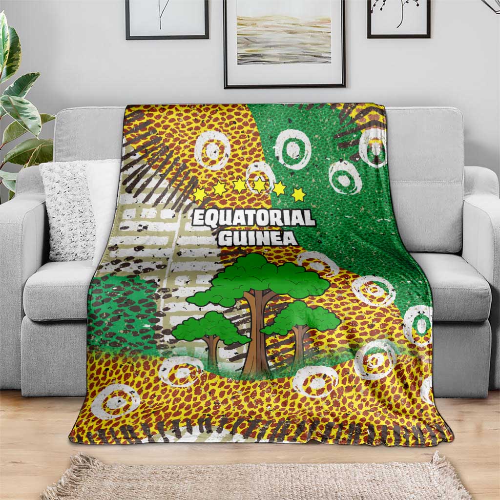 Equatorial Guinea Baobab Tree Blanket with Tribal Patterns and Heritage Quote
