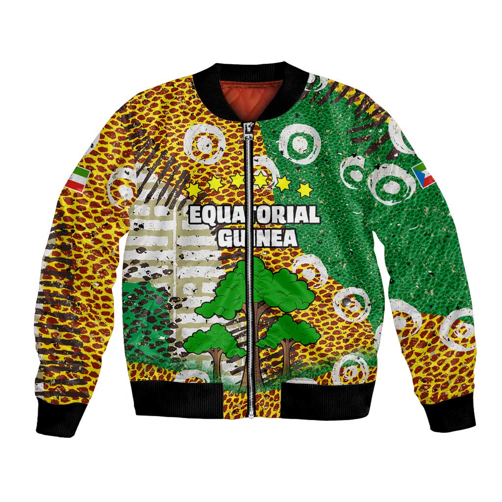 Equatorial Guinea Baobab Tree Bomber Jacket with Tribal Patterns and Heritage Quote