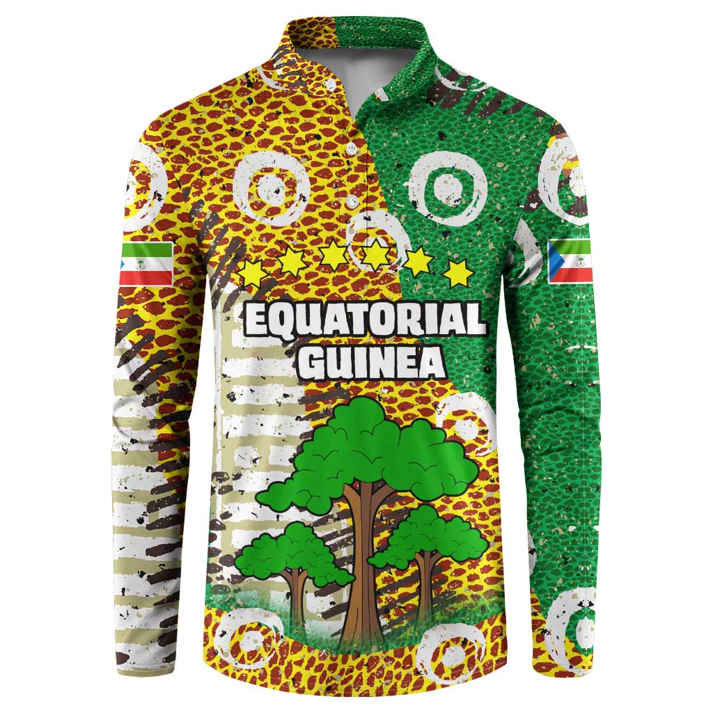 Equatorial Guinea Baobab Tree Button Sweatshirt with Tribal Patterns and Heritage Quote