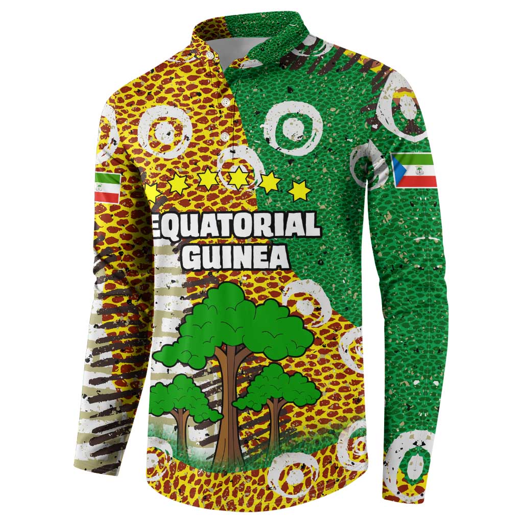 Equatorial Guinea Baobab Tree Button Sweatshirt with Tribal Patterns and Heritage Quote