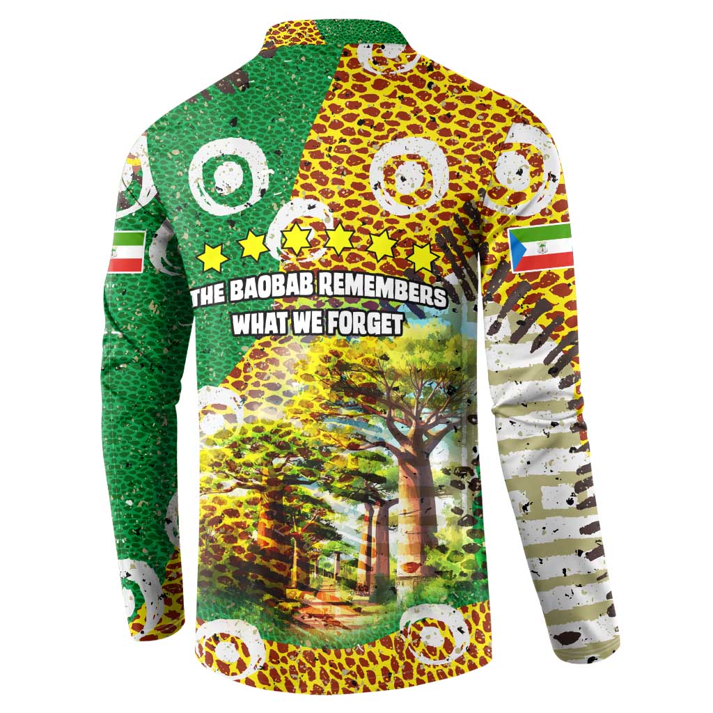 Equatorial Guinea Baobab Tree Button Sweatshirt with Tribal Patterns and Heritage Quote