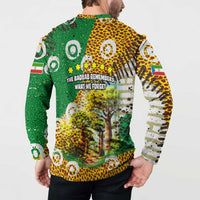 Equatorial Guinea Baobab Tree Button Sweatshirt with Tribal Patterns and Heritage Quote