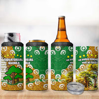 Equatorial Guinea Baobab Tree 4 in 1 Can Cooler Tumbler with Tribal Patterns and Heritage Quote