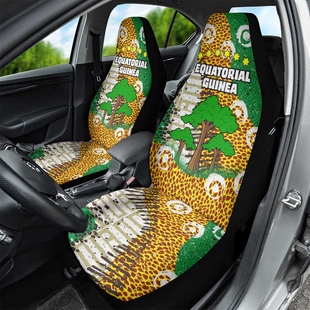 Equatorial Guinea Baobab Tree Car Seat Cover with Tribal Patterns and Heritage Quote