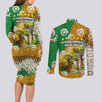 Equatorial Guinea Baobab Tree Couples Matching Long Sleeve Bodycon Dress and Long Sleeve Button Shirt with Tribal Patterns and Heritage Quote