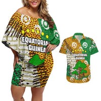 Equatorial Guinea Baobab Tree Couples Matching Off Shoulder Short Dress and Hawaiian Shirt with Tribal Patterns and Heritage Quote