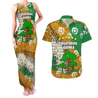 Equatorial Guinea Baobab Tree Couples Matching Tank Maxi Dress and Hawaiian Shirt with Tribal Patterns and Heritage Quote